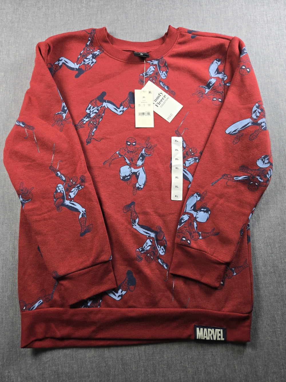 Marvel Red Spider-Man Allover Print Crewneck Sweater